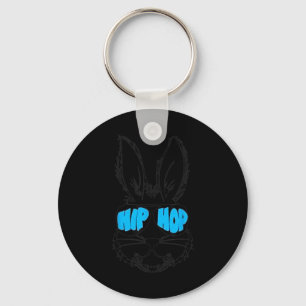 Hip Hop Happy Easter Bunny Face With Sungles Men B Keychain