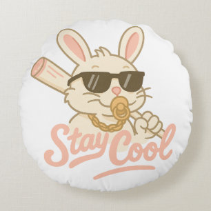 Hip Hop Hare Round Pillow