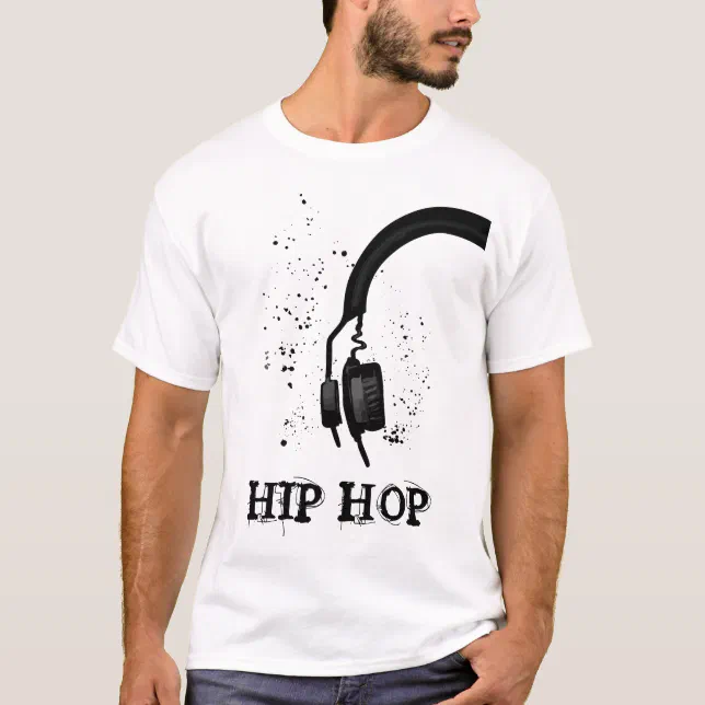 Hip Hop Headphone graphic black and white T-Shirt | Zazzle