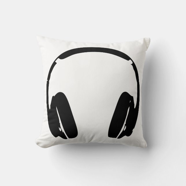 Hip Hop Headphones Decor Throw Pillow (Front)