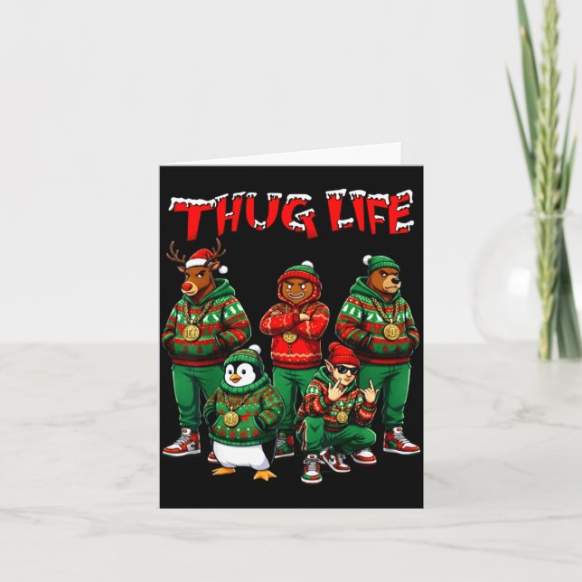 Hip Hop Holiday Crew - Ugly Christmas Sweater Rap  Card (Front)