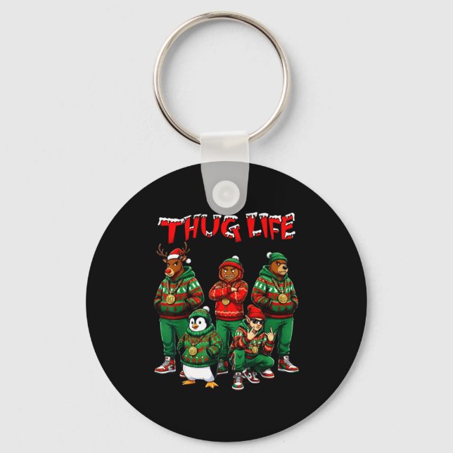 Hip Hop Holiday Crew - Ugly Christmas Sweater Rap  Keychain (Front)
