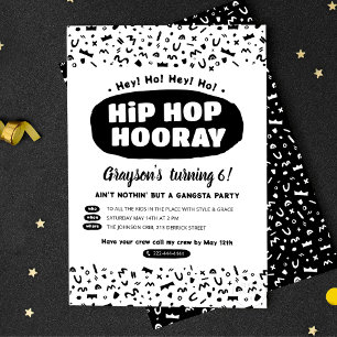 Hip Hop Hooray Birthday, 90s Old School Rap Lyric Invitation