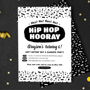 Hip Hop Hooray Birthday, 90s Old School Rap Lyric Invitation