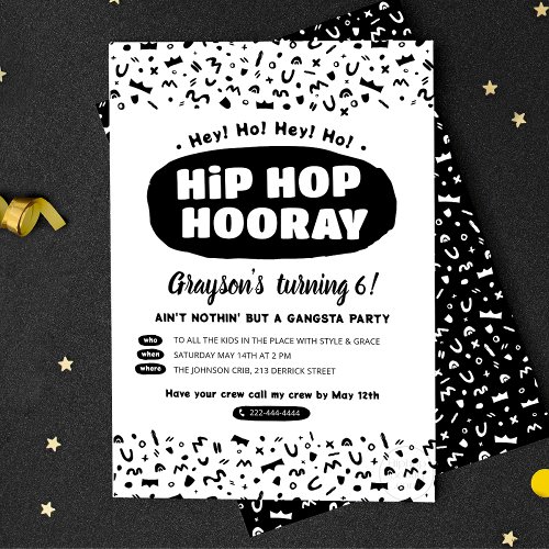 Hip Hop Hooray Birthday 90s Old School Rap Lyric Invitation