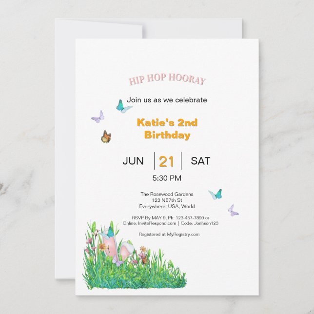 Hip Hop Hooray Birthday Invitation (Front)
