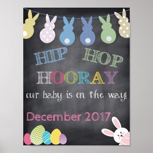 Hip Hop Hooray Easter Pregnancy Announcement Poster