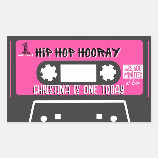 Hip Hop Hooray Notorious ONE 1st Birthday Mixtape Rectangular Sticker (Front)