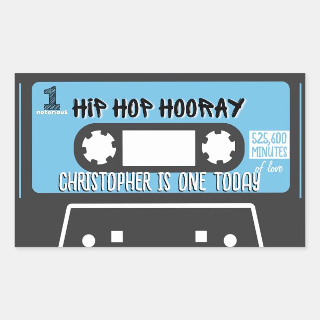 Hip Hop Hooray Notorious ONE 1st Birthday Mixtape Rectangular Sticker (Front)