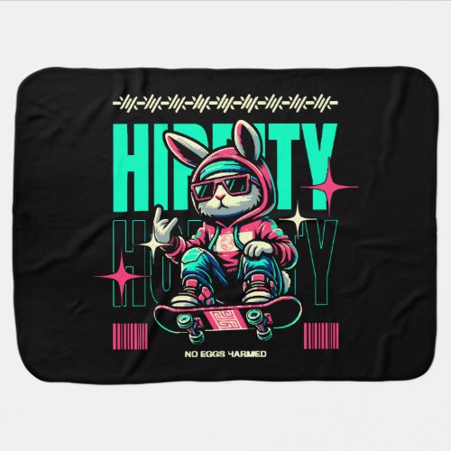 Hip_Hop Hoppity _ Skater Bunny Easter Baby Blanket