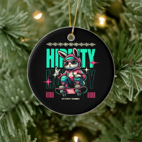 Hip-Hop Hoppity - Skater Bunny Easter Ceramic Ornament