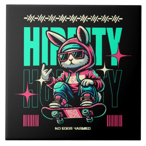 Hip_Hop Hoppity _ Skater Bunny Easter Ceramic Tile
