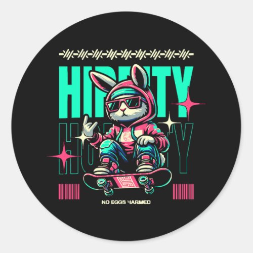 Hip_Hop Hoppity _ Skater Bunny Easter Classic Round Sticker
