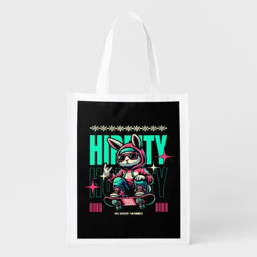 Hip_Hop Hoppity _ Skater Bunny Easter Grocery Bag