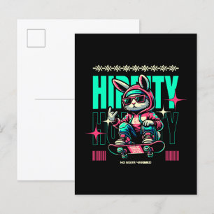 Hip-Hop Hoppity - Skater Bunny Easter Invitation Postcard