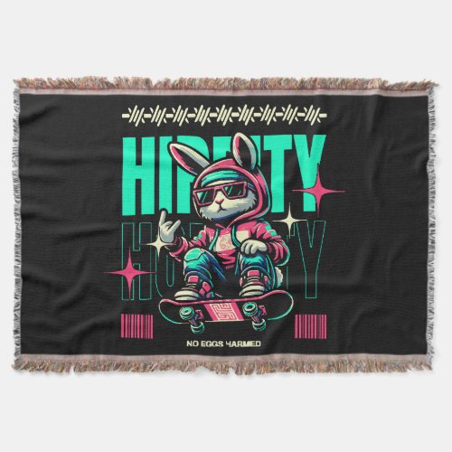 Hip_Hop Hoppity _ Skater Bunny Easter Throw Blanket