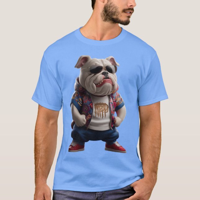 Hip Hop Inspired Cartoon Character in 3d Cute bul  T-Shirt (Front)