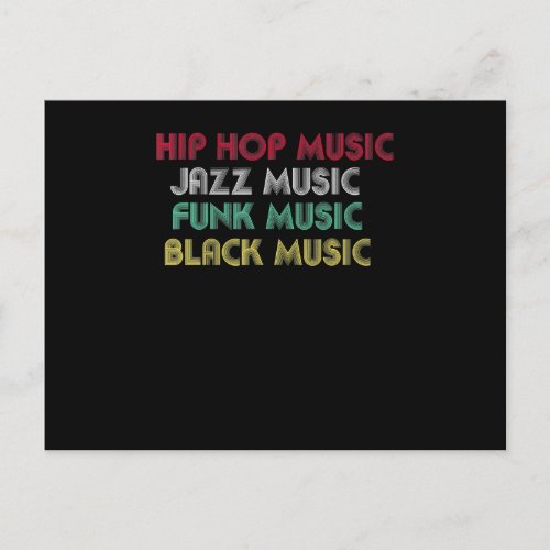 Hip Hop Jazz Funk Black Music _ Musical Creative Postcard