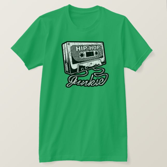 Hip Hop Junkie Golden Era Rap Music T-Shirt (Design Front)