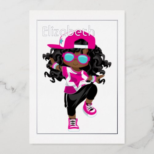 Hip Hop Kids Birthday Foil Invitation