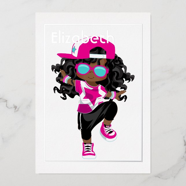 Hip Hop Kids Birthday Foil Invitation (Front)