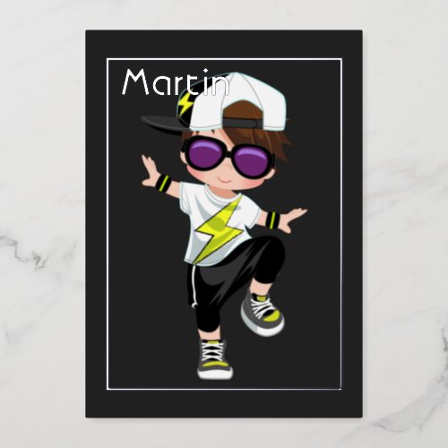 Hip Hop Kids Birthday Foil Invitation