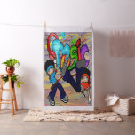 Hip Hop Kids Dancing By Graffiti Wall   -Lg Print Fabric