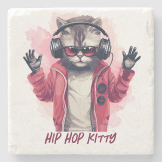 Hip Hop Kitty Stone Coaster