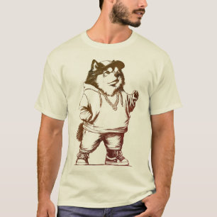 Hip-Hop Malamute Dog Streetwear Design T-Shirt