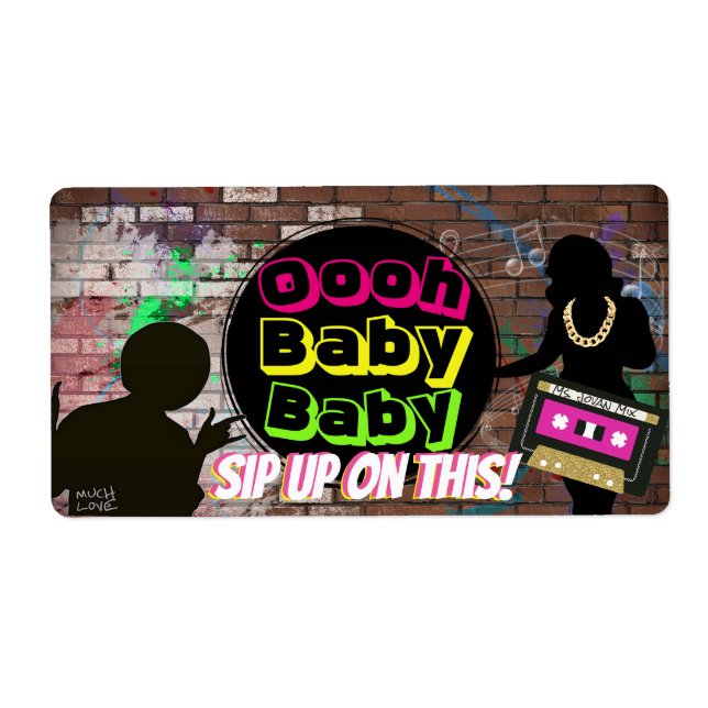 Hip Hop Mini Champagne Bottle Labels {Neon Colors} (Front)
