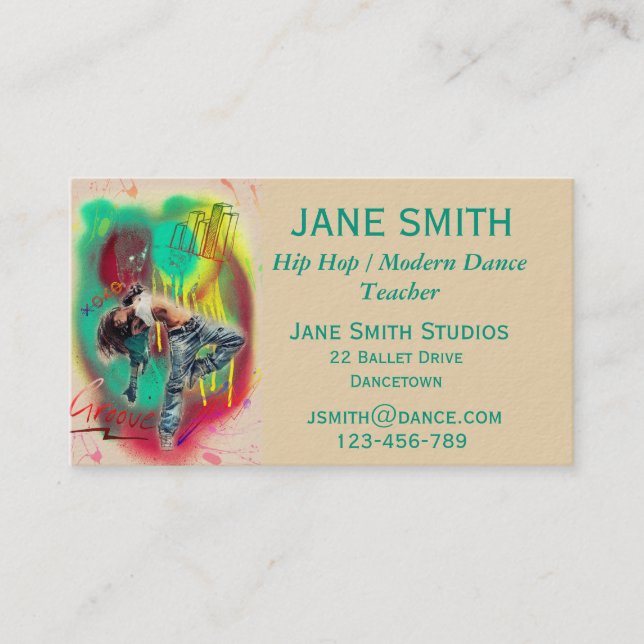 Hip Hop modern dance teacher dance studio Business Card (Front)