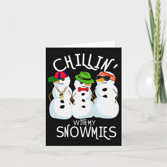 Hip-hop Music Christmas Snowman Chillin With My Sn Card (Front)