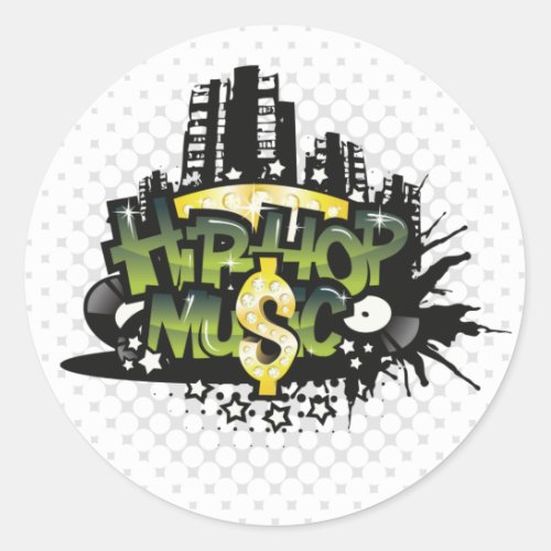 Hip_Hop Music  Cute Gifts Classic Round Sticker