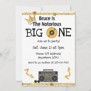 Hip Hop Notorious Big ONE 1st Birthday Invitation