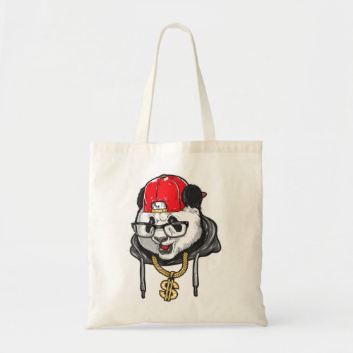 Hip Hop Panda Old School Dollar Sign Chain Rap Dan Tote Bag