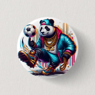 Hip Hop Panda Soccer Football Summer Sports Button