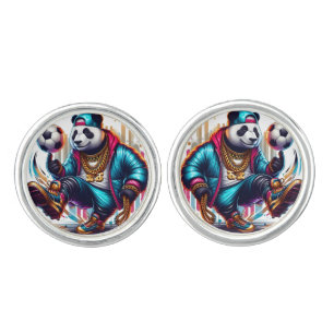 Hip Hop Panda Soccer Football Summer Sports Cufflinks