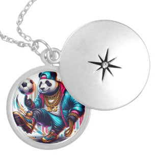 Hip Hop Panda Soccer Football Summer Sports Locket Necklace