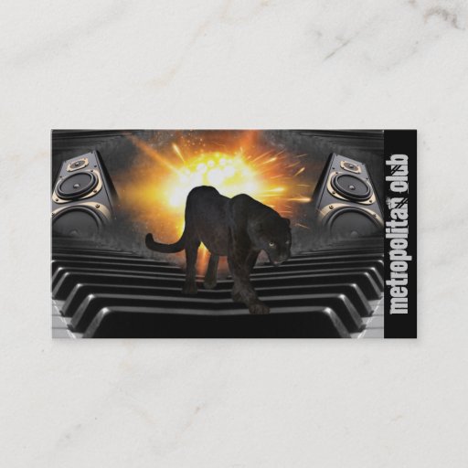 Customizable Modern  Black panther flames DJ night club disco Business Card