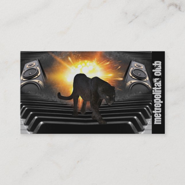 Hip hop panther flames keyboard speaker DJ Business Card (Front)