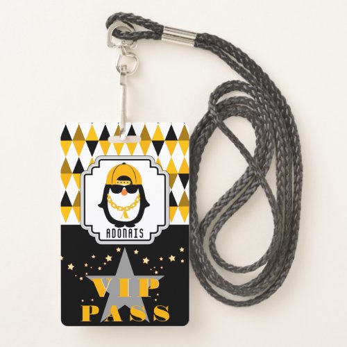 Hip Hop Penguin Cool Kid Photo VIP Pass  Badge