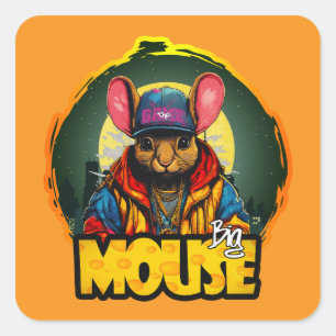 Hip Hop Print - Big mouse - Square Sticker