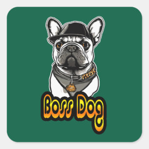 Hip Hop Print - Boss Dog - Square Sticker