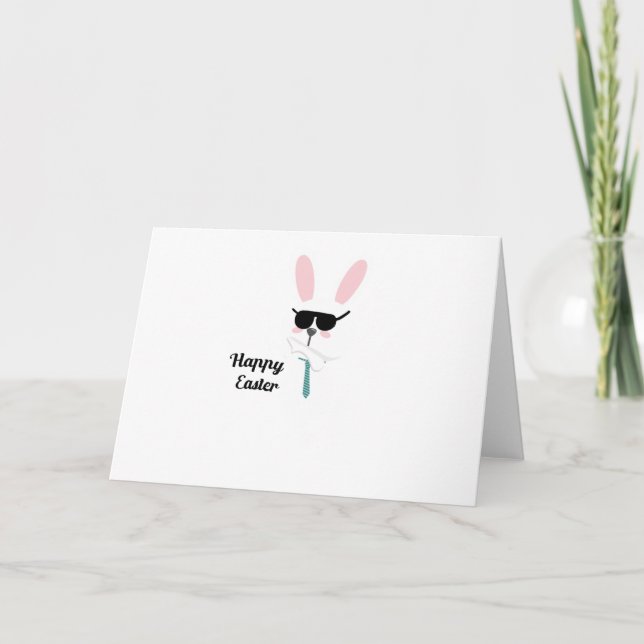 Hip Hop Rabbit Bunny Easter Boys n Kids Men Adults Holiday Card (Front)