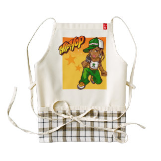 hip hop rapper girl green orange cartoon zazzle HEART apron