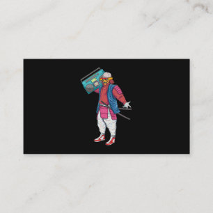 Hip Hop Samurai with Boombox Stereo Retro 80s Business Card