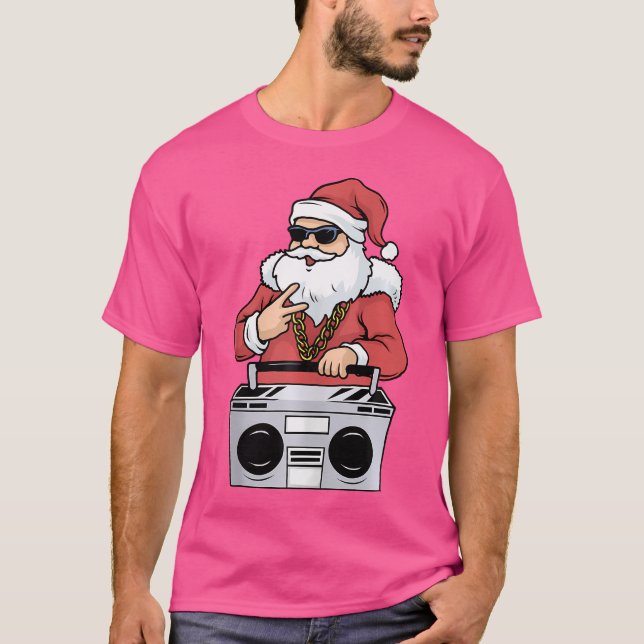 Hip Hop Santa Claus Tshirt Gangster Christmas Ghet (Front)