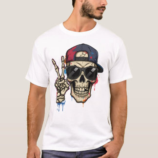 Hip Hop Skeleton with Cap & Shades T-Shirt