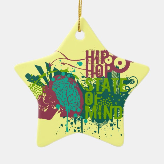 Hip Hop State of Mind Ceramic Ornament (Front)