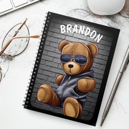 Hip Hop Teddy Bear Cool Sunglasses Brick Notebook